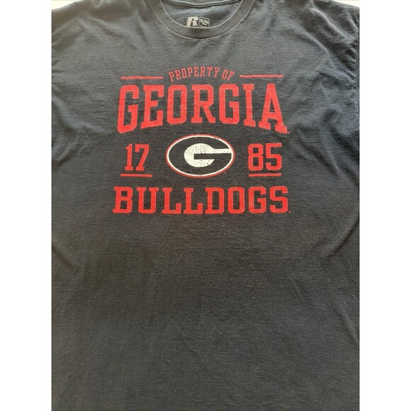 Men's Russell 2XL Black Georgia Bulldogs Crew Neck Short Casual Sleeve T-Shirt - Picture 3 of 10